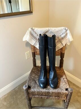 Gianni Bini Black Tall Leather Riding Boots